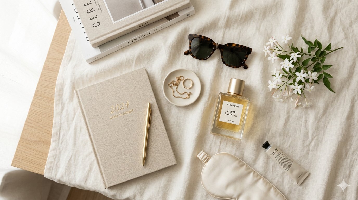 LivWell Studio lifestyle flatlay with planner and accessories
